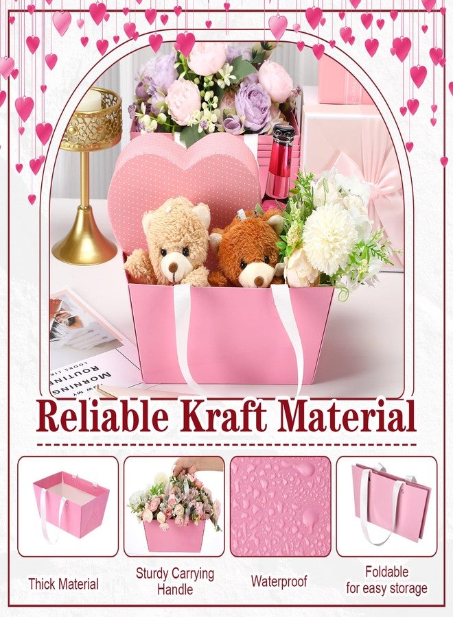 Glenmal 72 Pcs Baskets for Gifts Waterproof Empty Kraft Basket Bulk with Handles 9.8 x 6.5 x 4.3'' Gift Basket Empty to Fill for Wedding Party Christmas Valentines(Pink) - Image 3